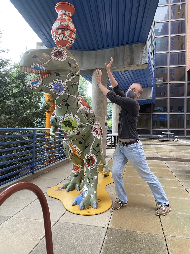 Connections dinosaur statue